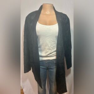 Love Token Black Open-Front Fur Sweater